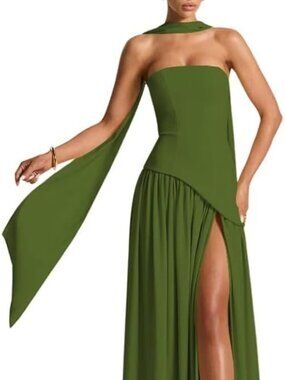 Olive Green Strapless Dress